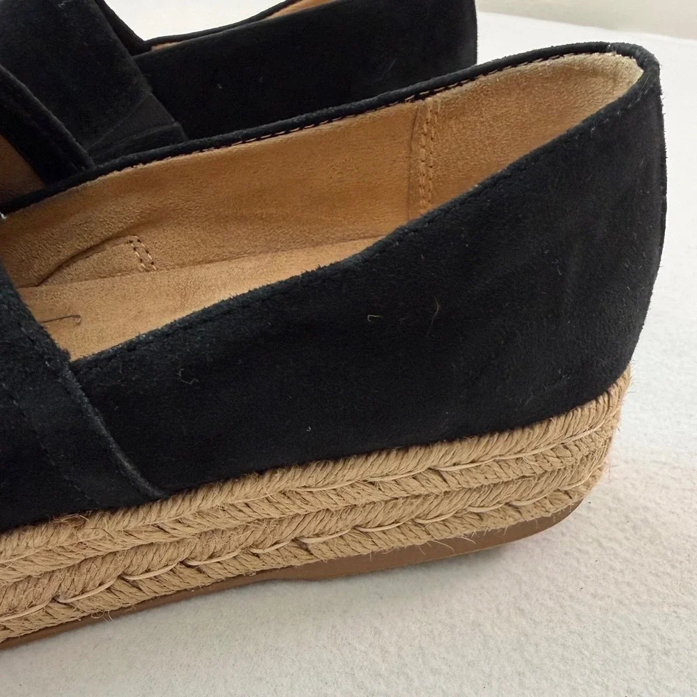 Naturalizer Black Suede Espadrille Platform Loafers‎ Boho Minimalist Shoes 9.5M